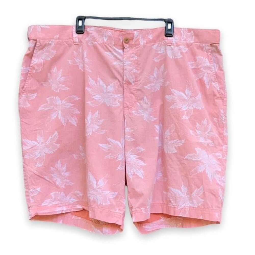 Izod Saltwater Peach Coral Palms Cotton Shorts Mens Size 48